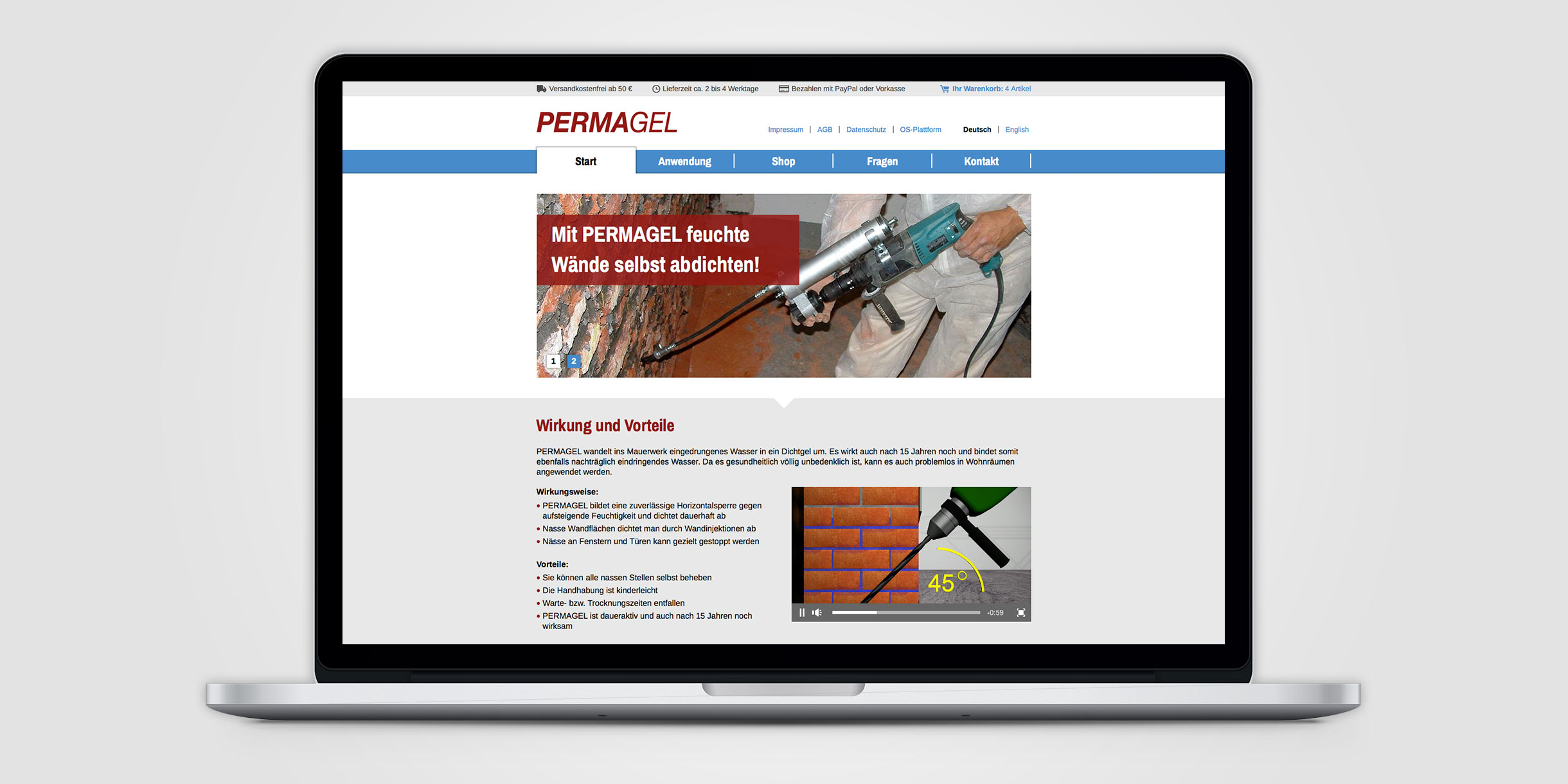 Permagel Webauftritt - Startseite